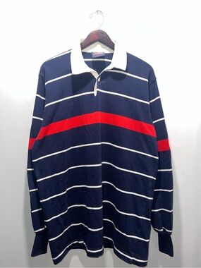 👕🌶️ Vintage 90s Canterbury New Zealand Rugby Polo Striped Long Sleeve Shirt